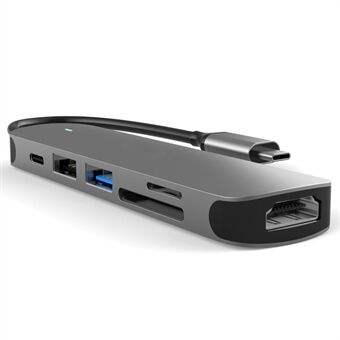 FX-1806 6-in-1 Type-C Hub Multiport Adapter met 4K HD, USB 3.0 en SD / TF Kaartlezer