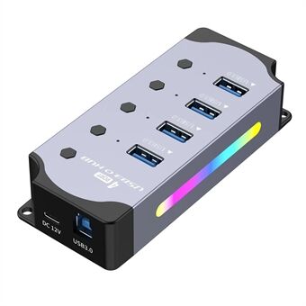 YX-H304 4-Poorts USB 3.0 Hub Splitter met Onafhankelijke Schakelaars en Licht voor PC / Smart TV