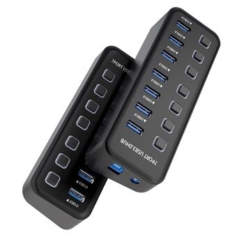 U307 7-Poorts USB 3.0 Hub Splitter zonder LED-lichten met Individuele Aan / Uit Schakelaars voor PC / Smart TV