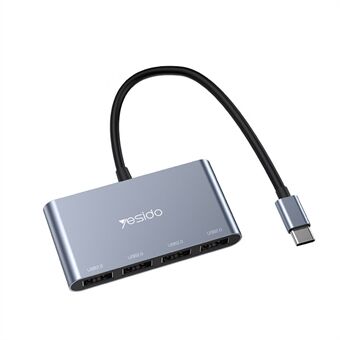 YESIDO HB13 0,15 m USB C Hub Aluminium Type C Adapter met 4 USB 2.0-poorten voor MacBook Pro en andere apparaten