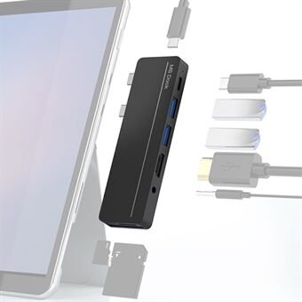 Dockingstation met dubbele Type-C-poort voor Surface Pro X / Pro 8 lichtgewicht draagbare USB-hub