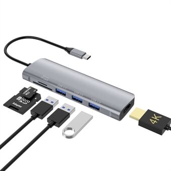 YSTC9058 6-in-1 multifunctionele USB C-hub Snelle gegevensoverdrachtadapter USB C naar USB3.0 HDMI TF SD-converter