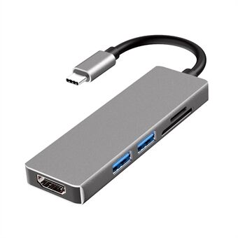 YSTC0803X 5 in 1 USB C Hub-adapter Snelle gegevensoverdracht Multifunctionele draagbare converter Ondersteuning HDMI/USB 3.0/SD/TF