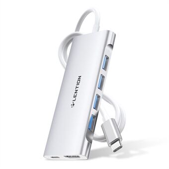 LENTION C35H-1M USB-C Hub Converter Multi-poort Docking Station Type-C naar 4 USB-A3.0+HD+PD Adapter Compatibel met macOS, Windows, Vista, Linux-systemen