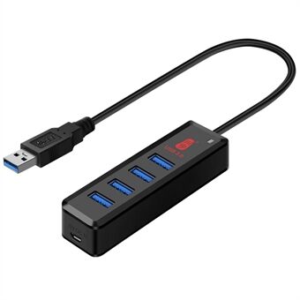 KAWAU H302-30CM 4-port USB 3.0 Hub with 30cm Cable, Multi USB Port Expander with Micro-B Charging Port Fast Data Transfer USB Splitter