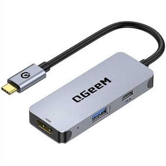 QGEEM UH03-1 3-in-1 dockingstation multifunctionele type-C hubadapter USB-C naar HD / PD 100W / USB-converter