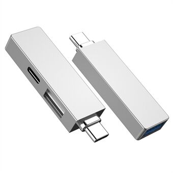 WIWU Alpha T02 Pro Type-C Male naar PD USB-C + Dual USB Vrouwelijke Adapter 3-In-1 Converter