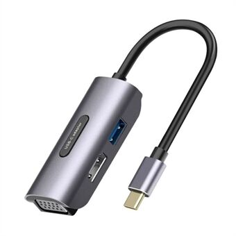 V186A 3 in 1 Type-C Hub Adapter USB-C naar VGA + USB3.0 Dock Station Splitter Kabel voor Laptop