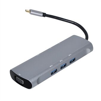 V171A 8 in 1 Type-C HUB naar VGA USB 3.0 PD TF Geheugenkaart Converter Adapter USB Type C Dock Station