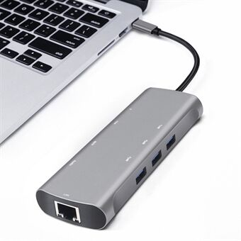 V171A 9 in 1 Type-C Hub Docking Station RJ45 Netwerkkaart + PD + TF Kaartlezer + USB 3.0 Adapter Kabel voor MacBook