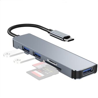 YG-2103 5 in 1 USB 3.1 Type-C Hub Adapter Datatransmissie Converter Docking Station met TF-kaart USB3.0 USB2.0 Poorten voor Computers Laptops