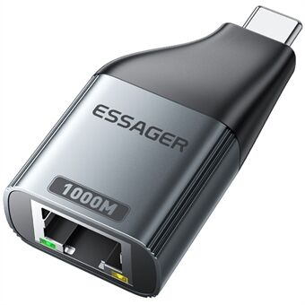 ESSAGER 1000Mbps Ethernet LAN Adapter Aluminiumlegering Type-C naar RJ45 Gigabit Netwerkconnector