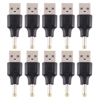 10 stuks gelijkstroomstekker 4,0 x 1,7 mm mannelijk naar USB 2.0 mannelijk adapter