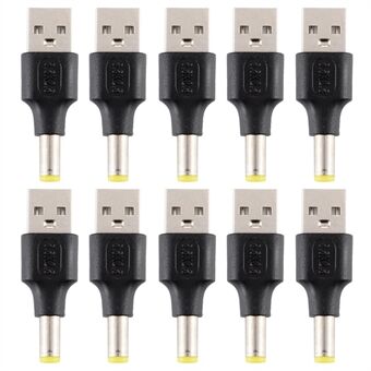 10 stuks gelijkstroomstekker 5,5 x 2,5 mm mannelijk naar USB 2.0 mannelijk adapter