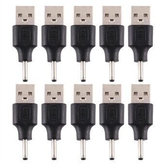 10 stuks gelijkstroomstekker 3,0 x 1,1 mm mannelijk naar USB 2.0 mannelijk adapter