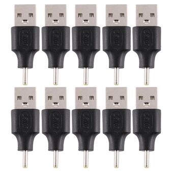 10 stuks gelijkstroomstekker 2,5 x 0,7 mm mannelijk naar USB 2.0 mannelijk adapter