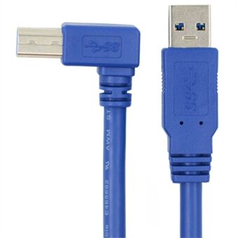 1m USB-A 3.0 man naar USB Type B man 90 graden elleboog adapterkabel voor printer / harde schijfbox