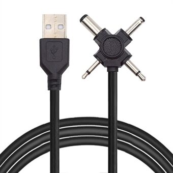 PW-010-MO 4-In-1 USB 2.0 naar 5.5x2.5mm 4.0x1.7mm Mono 3.5mm 2.5mm Connector Oplaadkabel, 1.5m