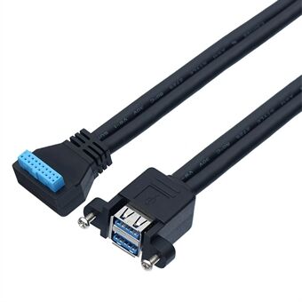 0,5m USB3.0-connector met dubbele laag en vaste schroefgat naar 20-pins elleboogverlengingskabel