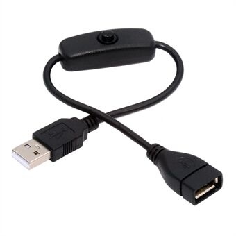 PW-012-AM USB2.0 Kabel met Aan Uit Schakelknop USB Type-A Male naar Vrouwelijk voor DC 5V Bureaulamp Ventilator Camera