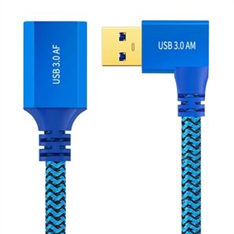 1m Linkerhoek USB 3.0 Male naar Female Hoge Snelheid Verlengkabel voor U Schijf / Muis / Toetsenbord