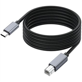 1,8m USB B naar USB C Printerkabel Nylon Snoer Compatibel met MIDI-toetsenbord DAC DJ-controller