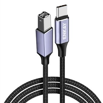 Lengte: 0.5m ENKAY Type-C naar USB 2.0 B Printerkabel USB-C Scanner Nylon Gevlochten Snoer voor Computer Laptop - Zwart