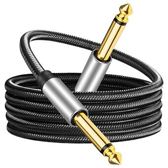 1,8 m nylon gevlochten 6,35 mm instrumentkabel 6,35 mm male naar male mono audiokabel 1/4" TS-kabel met behuizing van zinklegering