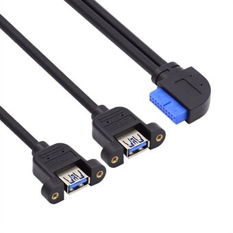 U3-088-LE 90 graden schuine 19-pins 20-pins header naar USB 3.0 dubbele poorten Vrouwelijke schroefbevestiging Type kabel 5 Gbps snoer