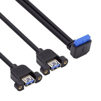 U3-088-UP Schuine 19Pin 20Pin Mannelijke naar Dual USB 3.0 Vrouwelijke 5Gbps Kabel Schroefbevestiging Type Koord