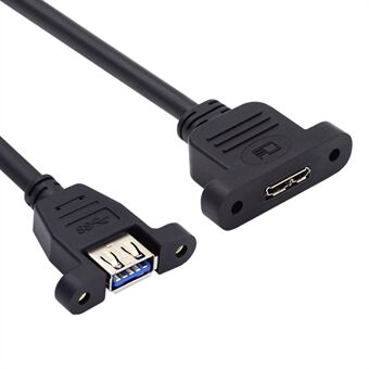 U3-083-AF 50 cm Type-A USB 3.0 Vrouwelijk naar Micro 3.0 Type-B Vrouwelijk Schroefbevestiging Type 5 Gbps Verlengkabel