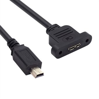 U3-012-MN 50 cm Micro 3.0 Type-B Vrouwelijk naar Mini USB 2.0 5Pin Mannelijk 480 Mbps Kabel Schroefmontage Type Verlengsnoer