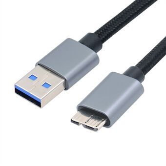 U3-075-MM 0.3m USB 3.0 mannelijk naar Micro 3.0 B mannelijk kabel 5Gbps gegevensoverdracht converter voor schijf SSD (zilveren behuizing)