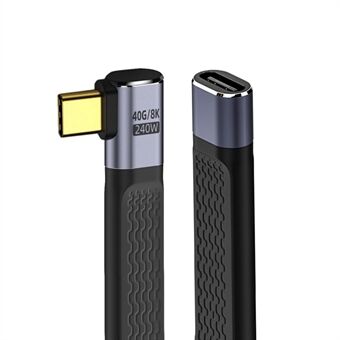 UC-040-0.13R 13cm Rechtshoekige USB4 Verlengkabel Dun Platte Man naar Vrouw 40Gbps met 240W Voeding en 8K / 60Hz Video