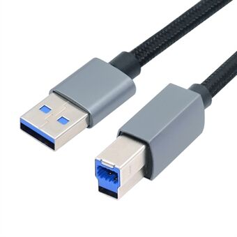 U3-075-BM 0.3 meter USB 3.0 Type-A mannelijke naar Standaard 3.0 B mannelijke kabel Zilveren behuizing 5Gbps gegevensoverdracht adapter.