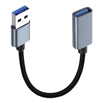 JUNSUNMAY 0.3m USB 3.0 Mannelijk naar Vrouwelijk 2A Oplaad- en 5Gbps Gegevenskabel Nylon Gevlochten Verlengsnoer.