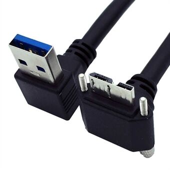 U3-078-DN 90 graden helling naar beneden USB 3.0 A man naar Micro-B 3.0 stekker met hoekige vergrendelingsschroef paneelkabel van 25 cm.