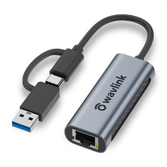 WAVLINK NWU330GCA 2.5G USB-C naar RJ-45 Ethernet-adapter 2-in-1 netwerkconverter