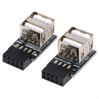 U2-029-AF002 2St/Pakket 9Pin 10Pin Moederbord Vrouwelijke Header naar Dual USB 2.0 Vrouwelijke Adapter Horizontaal Type