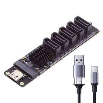 SA-035-TC 10Gbps Type-C naar NGFF Key B+M SATA 6Gbps 5 Poorten Adapter Converter, Chip: JMB575+JMS580