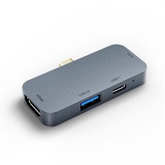 TC041 4-in-1 Type-C-adapter USB C-hub naar HD-video-uitgang + USB 3.0 + PD 60 W USB-C-poort + 3,5 mm audiopoort