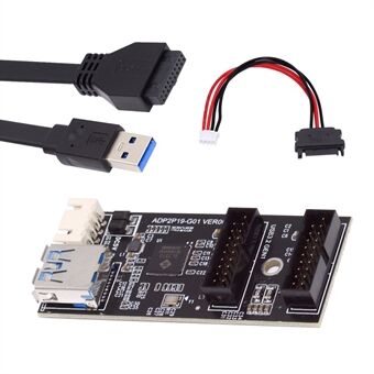 U3-084-AF Enkele 19 / 20Pin Header naar USB 3.0 19 / 20Pin Dubbele Poorten Vrouwelijke PCBA Type Adapter 5Gbps Moederbord Connector