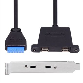 UC-020-CC USB3.0 moederbord 19 / 20Pin naar USB-C Type-C dubbele poorten vrouwelijke PCI-E achterpaneel 5Gbps kabel