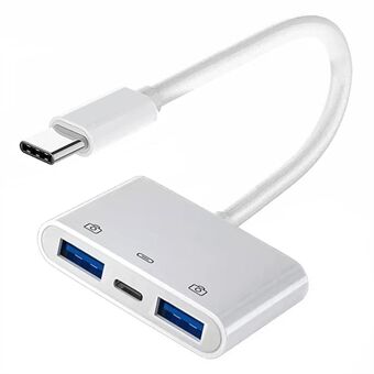 UC-155-TC003 Type C naar Dual Type-A USB3.0 Female met PD Power Charge Adapter Compatibel met Laptop Tablet Telefoon