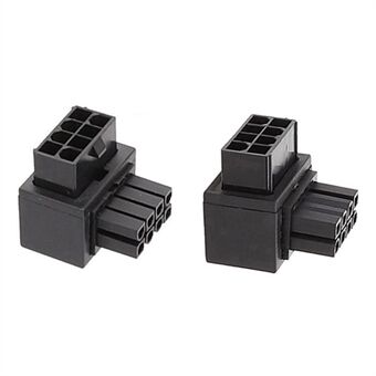 PW-054 2 stuks / set ATX 8P EPS Mannelijk naar Vrouwelijk 90 graden Omhoog + Omlaag Gebogen Adapter voor CPU 12V.