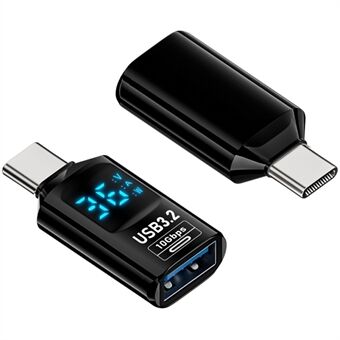 60W 10Gbps Digitale Weergave USB-A naar Type-C Adapter Vrouwelijk naar Mannelijk Mini Converter