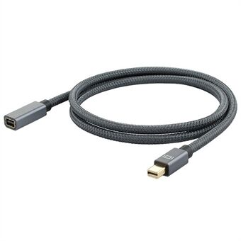 1m Mini DP Man-vrouw Kabel Snoer Gevlochten DisplayPort Verlengkabel Ondersteuning 1080P @ 60Hz 4K @ 60Hz 2K @ 144Hz - Grijs