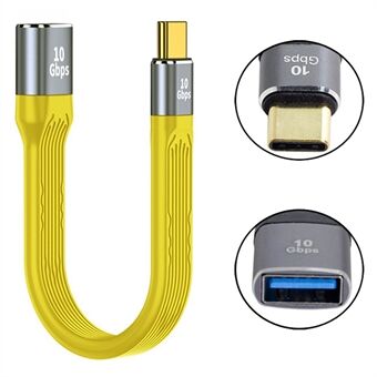 13cm USB 3.1 Type-C mannelijke host naar USB 3.0 Type A vrouwelijke OTG platte slanke FPC 10Gbps datakabel voor laptoptelefoon - geel