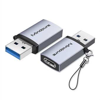 MINDPURE USB 3.2 Gen2 / Type-C Mini Converter OTG Adapter met Anti-Verlies Lanyard - AD56 / Type