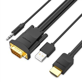 VENTION ABIBF ABI Serie 1m HDMI naar VGA Kabel met 3,5mm Audio, USB-A Connector, 1080P / 60Hz